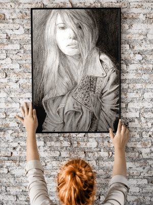 Photo of hand drawing seahorse is hanging on the wall